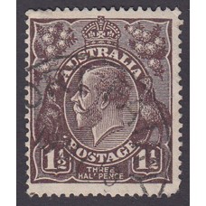 Australian    King George V   1½d Penny Half Pence Black Brown   Single Crown WMK Plate Variety 1R13
